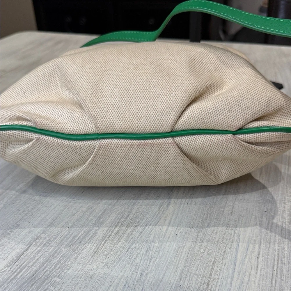 Tory Burch Stacked T Green and Tan Crossbody Bag With Dustbag